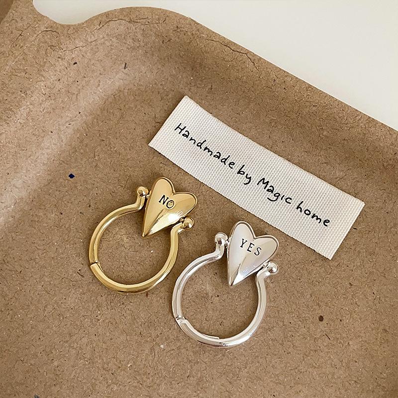 Exquisite Personality Glossy Surface Stainless Steel Heart Letter "YES""NO" Rings For Women Finger Charm Jewelry Accessory Gifts