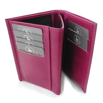 Leather wallet Frandi fuschia anise varnish.