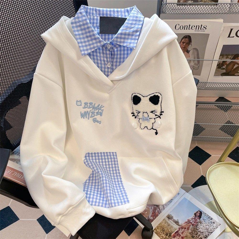 Mädchen Kapuzen-Sweatshirt im zweiteiligen Look für Frühling & Herbst - Trendiges Teenager-Oberteil