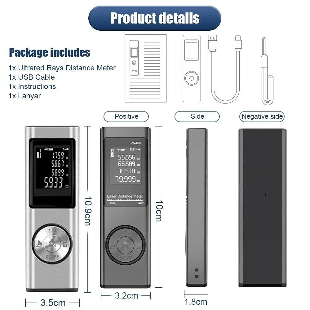 Mini Laser Rangefinder Laser Tape Measure Digital Laser Distance Meter Angle Measure Range Finder Portable Construction Tool