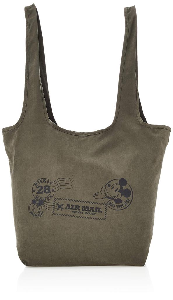 Sifre Foldable Eco Mickey Letter Stamp Khaki Bag, Mouse, ECO0122, DN17,