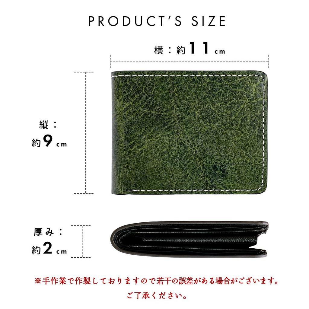 Trend SSS Italian Leather Douglas Leather Bifold Wallet for Men and Genuine Italian Cowhide Green Women, Leather, Compact, Leather,