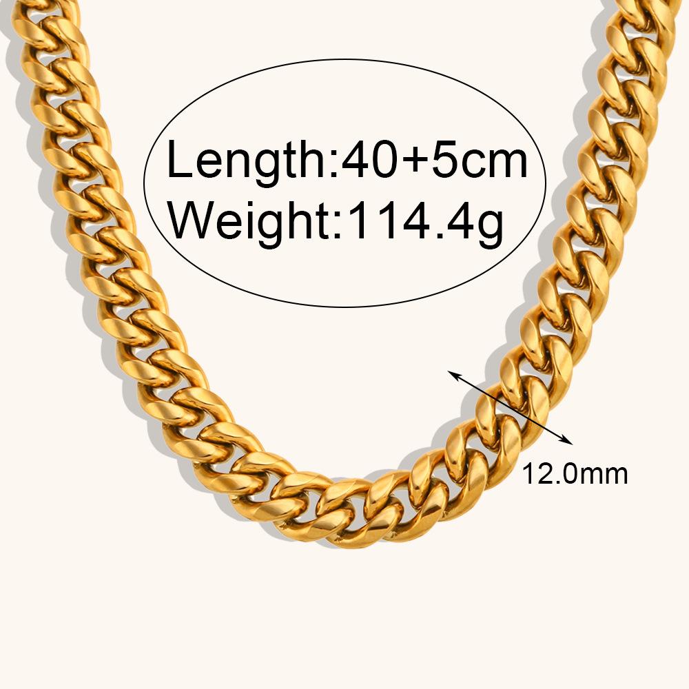 

MamacitaSlay 12mm 13mm Hip Hop Thick Cuban Chain Necklaces Women Men 18k Gold Plated Punk Choker 316L Stainless Steel Jewelry