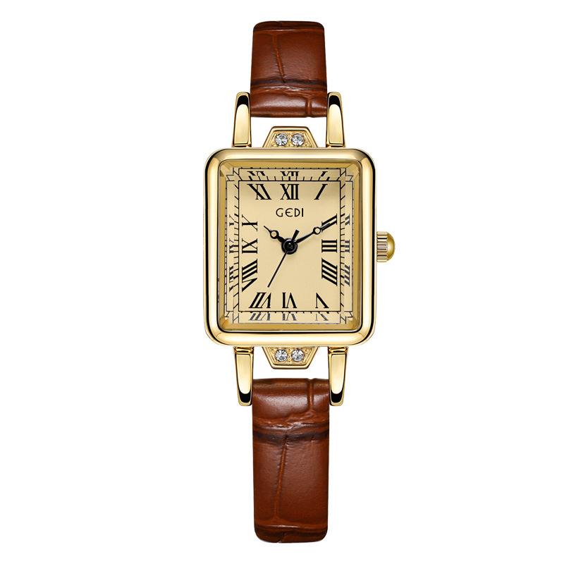 Medieval Temperament High Value Women'S Watch Exquisite Small Belt Small Square Watch Middle School Student Retro Watch