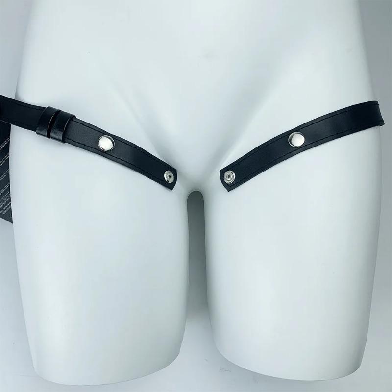 Cușcă de castitate din piele PU Centura auxiliară anti-oprire Cușcă pentru penis masculin Coarda reglabilă Accesorii de blocare a castității sexyshop