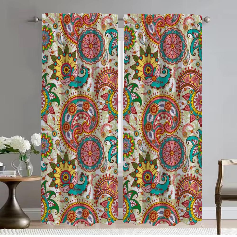 

Шторы от комаров, 2 шт., узор в стиле бохо, элегантные шторы для комнаты, перегородка для камеры, занавеска для гостиной W50xH70cmx2pcs-CL