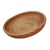 Natural Rattan Fruit Basket Round Shallow Tray for Home Decor Coffee Table Dining Table and Snack Organization