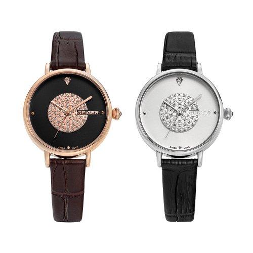 [GEIGER] GEIGER Cubic Leather Watch GE1211 GE1211WTBK
