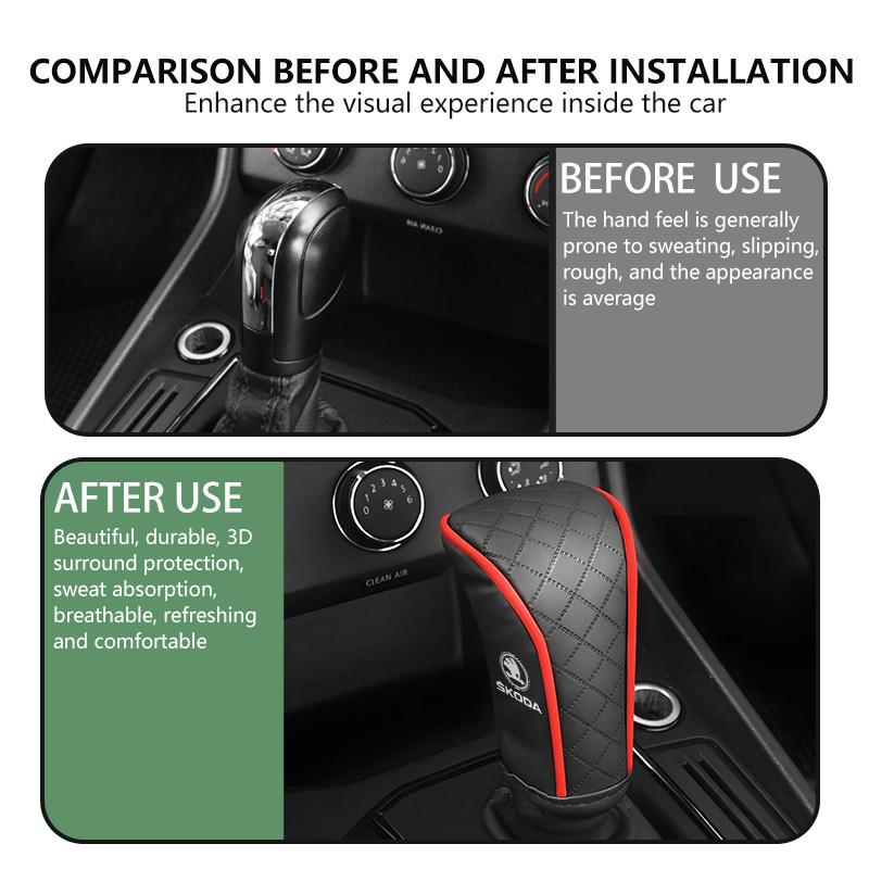 VIJT4 For Skoda Car Center Console Gear Shift Knob Protection Cover Handle Case octavia a5 a4 mk1 2 fabia superb rapid mk3 yeti 2006