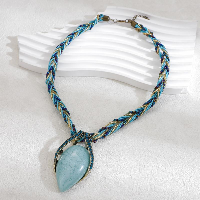 

Богемское этническое ожерелье ручной работы для женщин, многослойная цепочка из бусин, женский чокер синий
