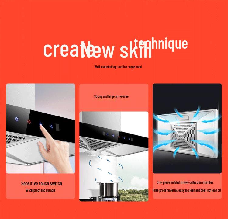 Compact 750mm Stainless Steel Range Hood & Gas Stove Set with Top-Mounted Large Suction Power for Small Kitchens.