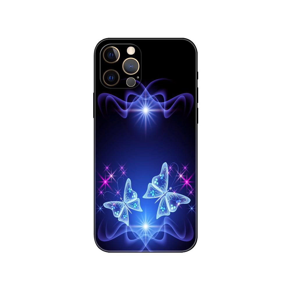 Handyhülle mit Neonmusterdruck für iPhone 5 5s 2020se 6 6s 7 8 plus x 10 XR XS 11 12 13 mini pro MAX schwarze TPU-Rückseite