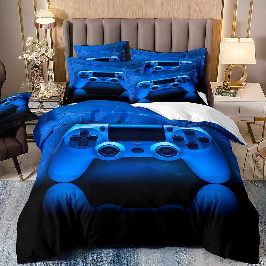Videospiele Bettwäscheset Herren ,Gamecontroller Bettdeckenbezug mit Kissenbezügen für Jungen,Druck Spielen Duvet Cover Set Jugendliche