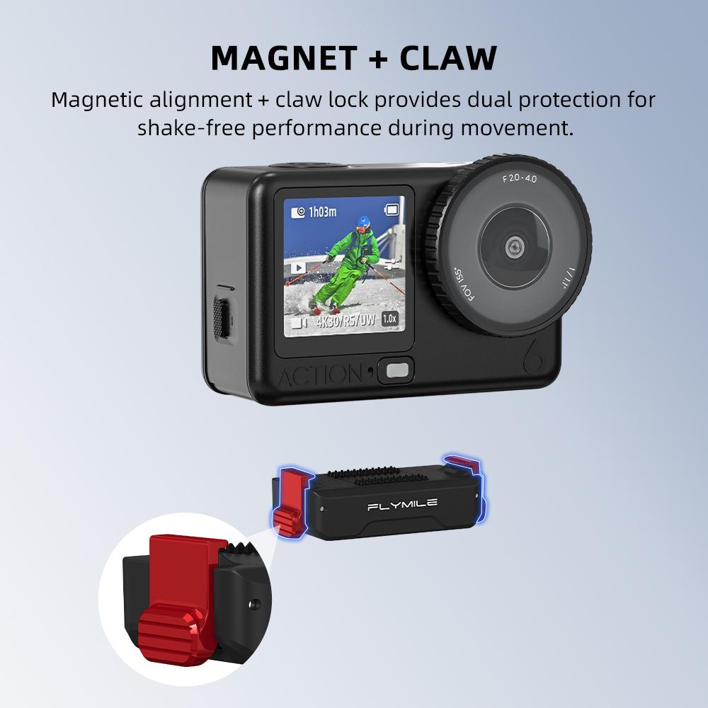 Flymile Action 6 Quick Release Base Mount Magnetic Adapter Extension Bracket for DJI OSMO Action 6 Accessories