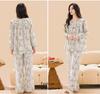 Women's Cotton Silk Chinese-Style Pajamas Set - Breathable, Comfortable, Doll Round Neck, Perfect for Spring and Summer.