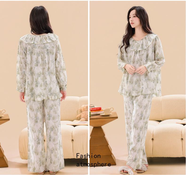 Women's Cotton Silk Chinese-Style Pajamas Set - Breathable, Comfortable, Doll Round Neck, Perfect for Spring and Summer.