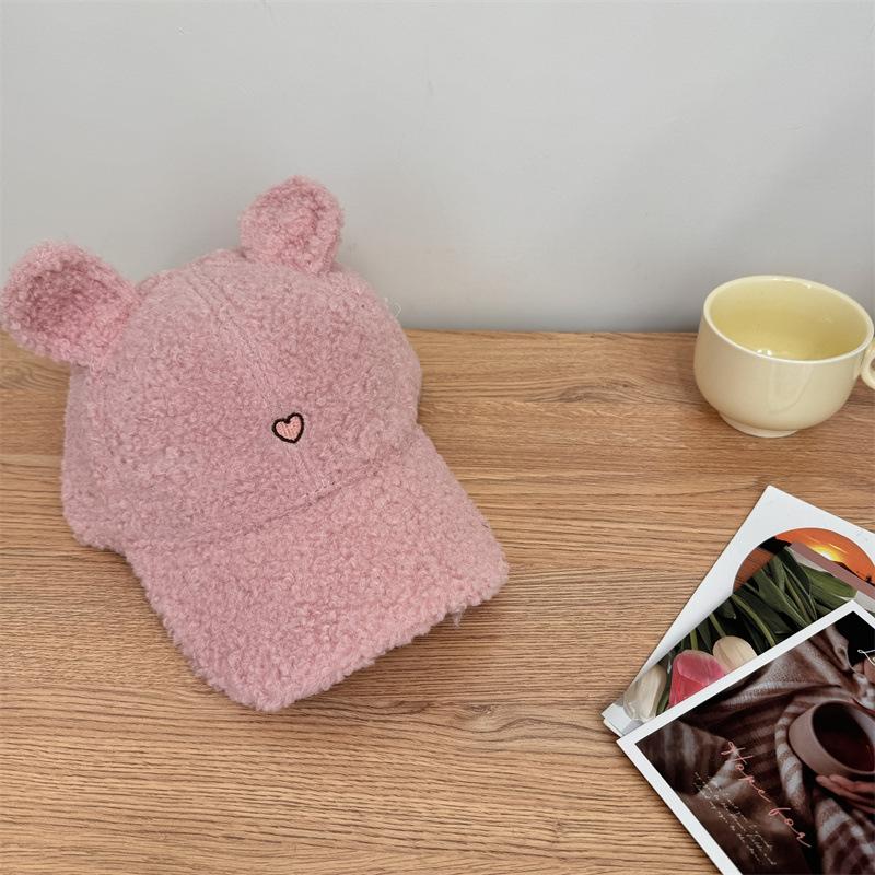 Baseball Cap Children's New Autumn and Winter Fluffy Warm Cute Lamb Plush Rabbit Ears Cap