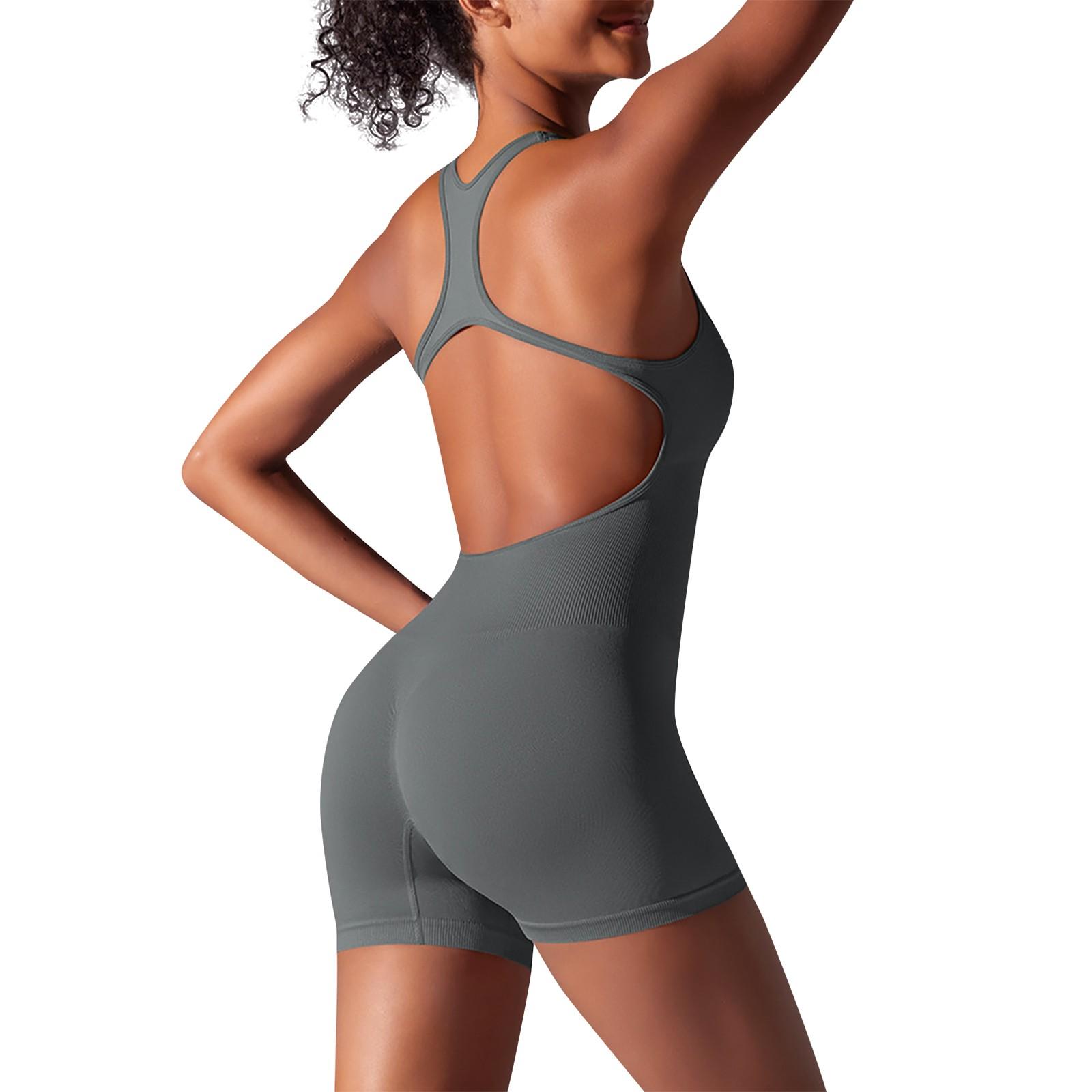 

Плотный однотонный цельный комбинезон с красивой спиной, костюм для йоги, бесшовный дышащий комбинезон L