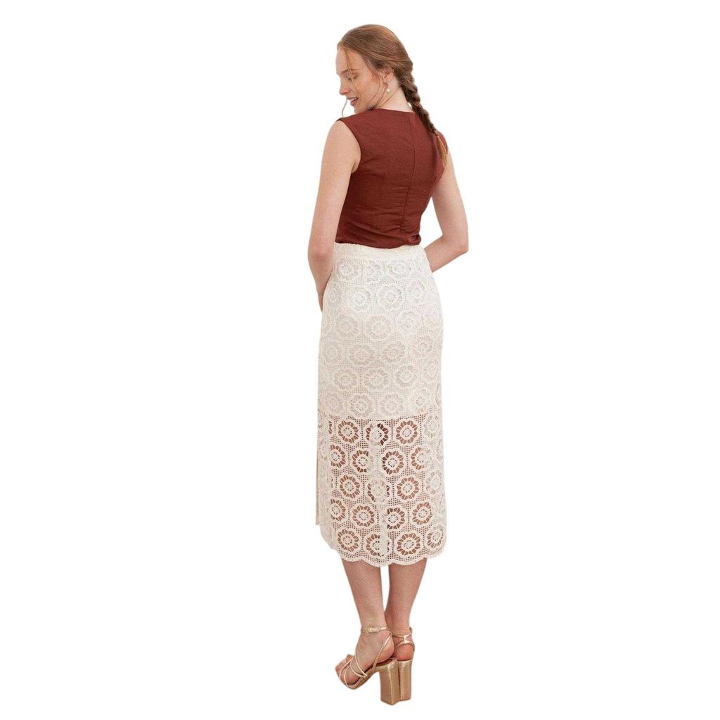 Lovedrobe Womens/Ladies Floral Pattern Crochet High Waist Midi Skirt