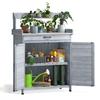 Garden Cabinet with Worktop Divit PG03 Weather-resistant Outdoor Cabinet Grey Wood