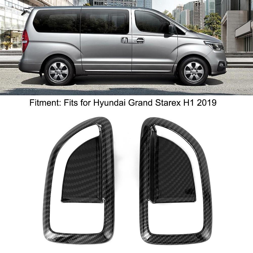 2pcs Carbon Fiber Style Inner Door Handle Trim Fits for Hyundai Grand Starex H1 2019