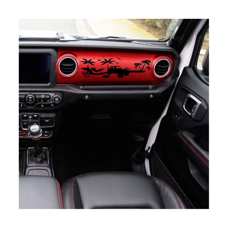 Dashboard Decal Glove Box Beach Scenery Vinyl Sticker Trim for Jeep Wrangler JL Gladiator JT 2018- Accessories