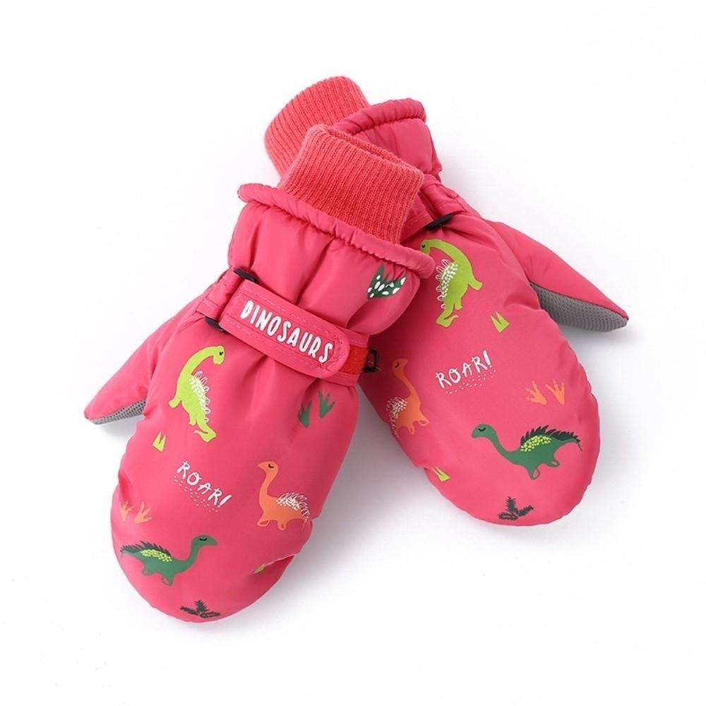 Cartoon Dinosaur Ski Snow Gloves Windproof Winter Mittens Durable Kids Thermal Gloves Winter