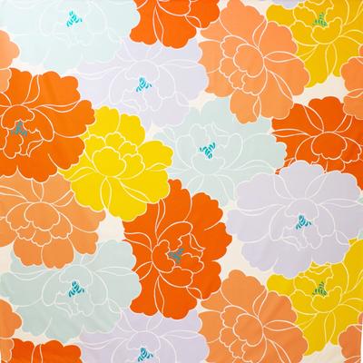 Musubi Furoshiki 100 Hime Musubi Aqua Drop Recycled Adeline Klam Peony Orange 100cm Polyester Water Repellent