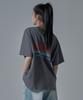 WAARFORWOMAN Wt-65 Line Logo Oversized Short Sleeve T-Shirt_Charcoal