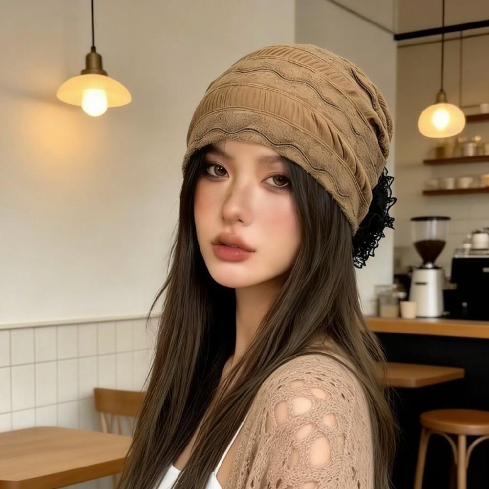 Embroidery Flower Lace Turban Caps Elastic Cancer Chemo Hat Fashion Head Wraps Hat Daily Wear