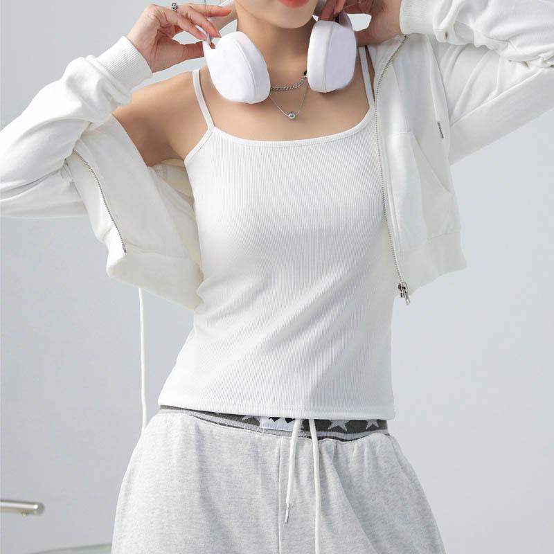 

Летние базовые майки на бретелях-спагетти, однотонные эластичные топы для женщин, без рукавов, облегающие, базовая однотонная вязаная майка M белый