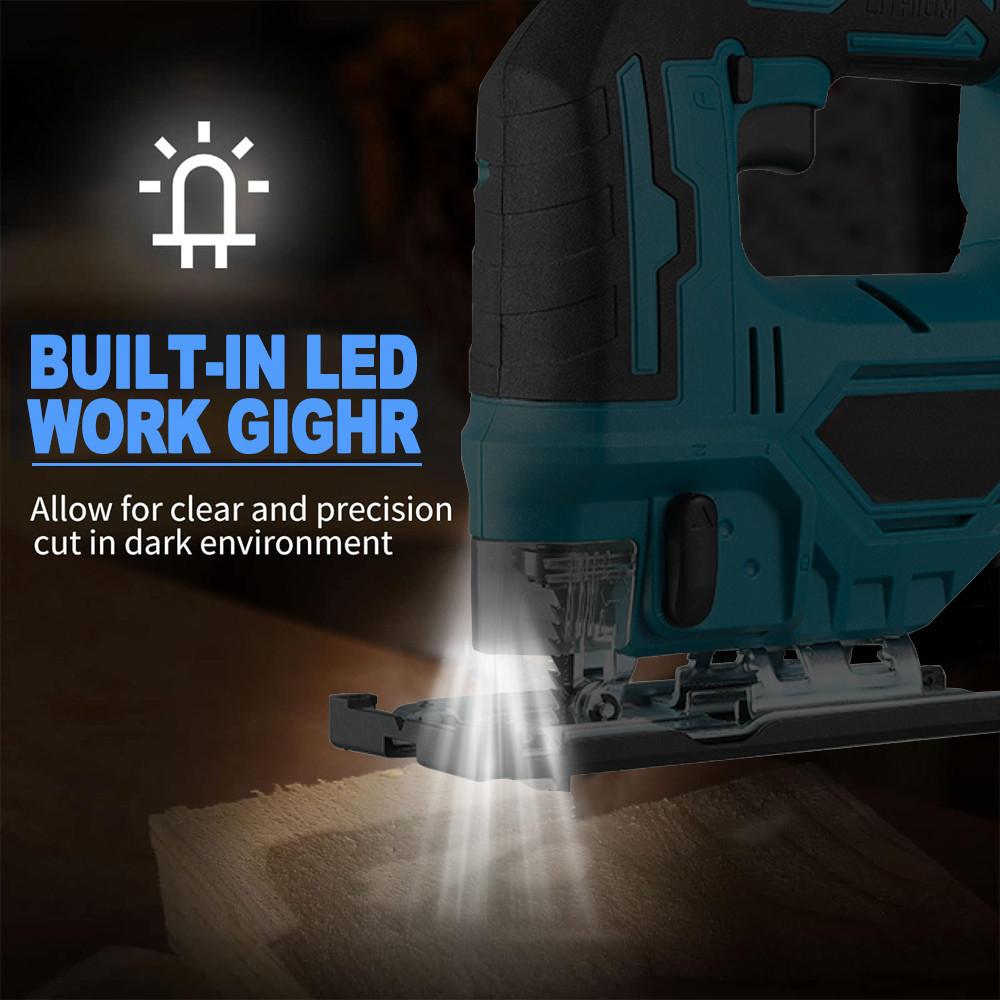 20V 2700RPM Cordless Jigsaw High Power Electric Curved Saw Portable Multi-Function Woodworking Power Tool