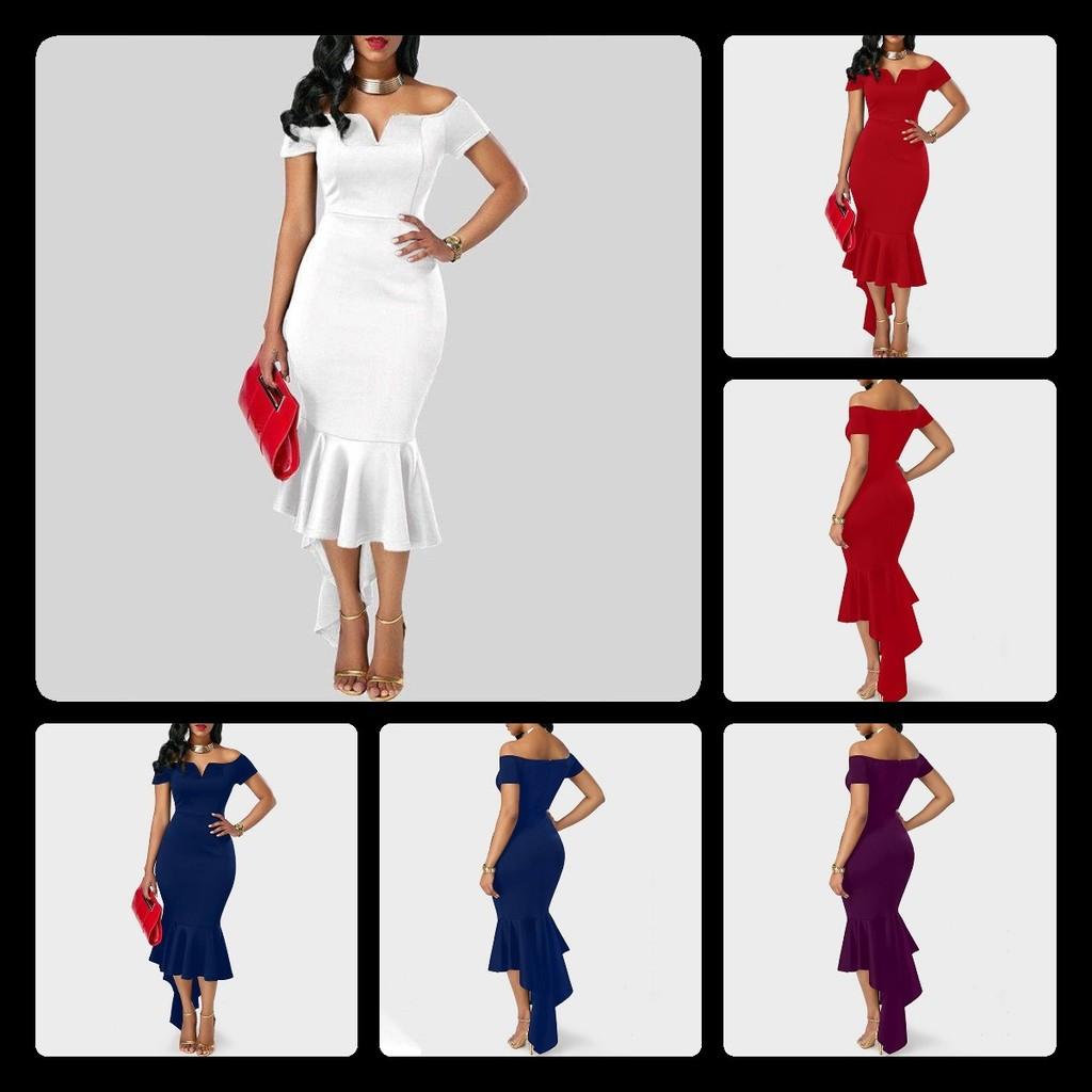 Elegant 2023 Autumn Fashion Women's V Neck Off Shoulder Short Sleeve A Line Dress