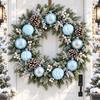 Blue Christmas Ornament Set Snowflake Baubles 6cm Shatterproof Plastic Balls Tree Decor Holiday Hanging Decorations