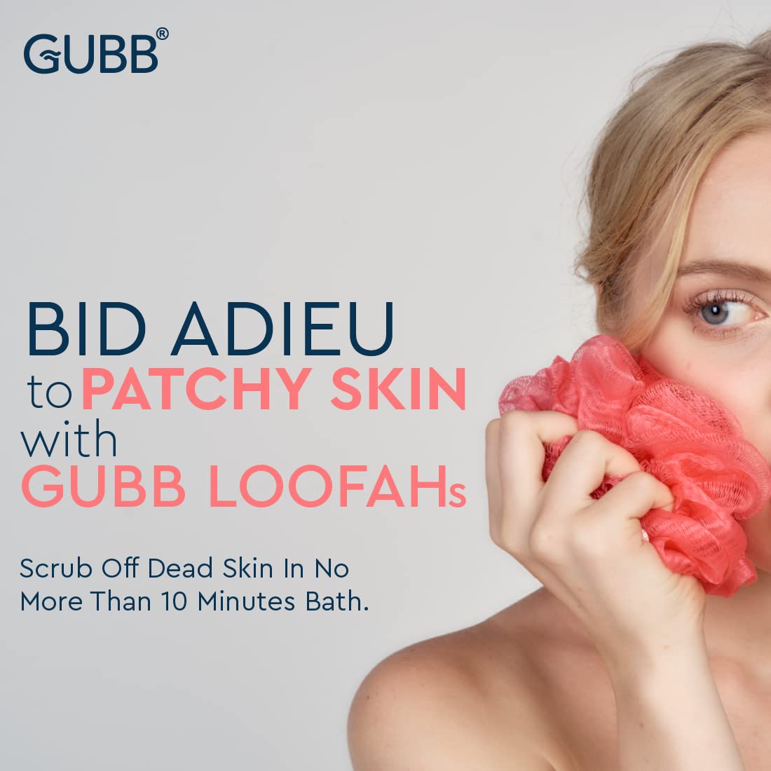 GUBB Lux Губка-мочалка для ванны - Мягкая и пышная, с многослойной волокнистой структурой для веселого принятия душа | Мочалка/Люфа/Мочалка/Пуф/Пуф - Идеальная мочалка