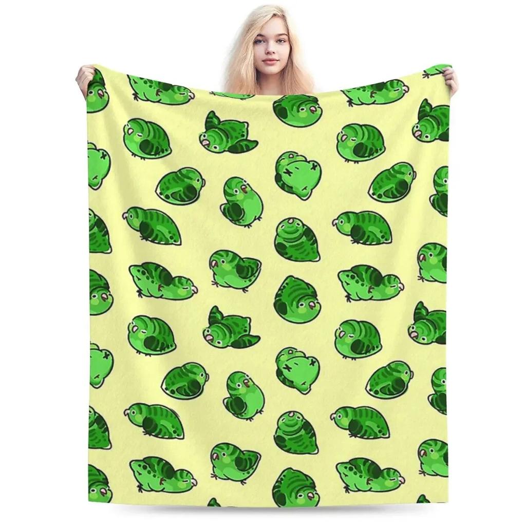 Linnie Doots - Green On Yellow Blankets Soft Warm Flannel Throw Blanket Bedding for Bed Living Room Picnic Travel Home Couch