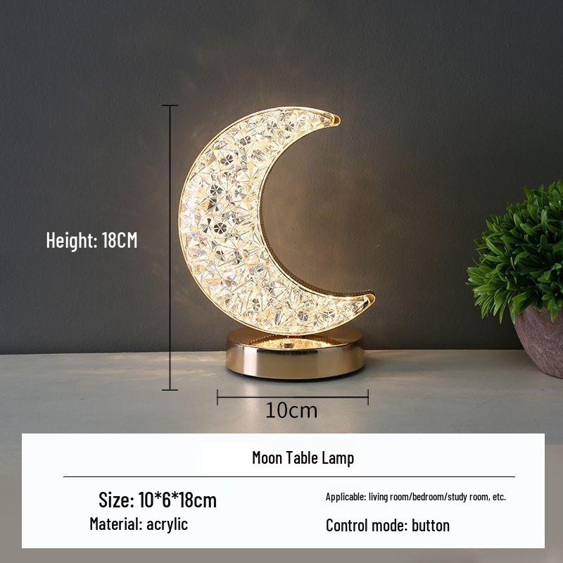 Star Moon Touch Lamp: Three-Color Rechargeable Night Light, Ideal for Bedroom or Birthday Gift.