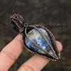 Natural Sodalite, Lapis Gemstone Handmade Copper Wire Wrap Pendant 3.27" b9G84