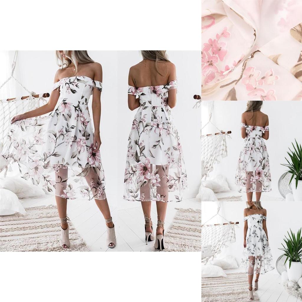 Elegant Women Clothing Vintage Organza Dress Long Off-shoulder Strapless Party Wear