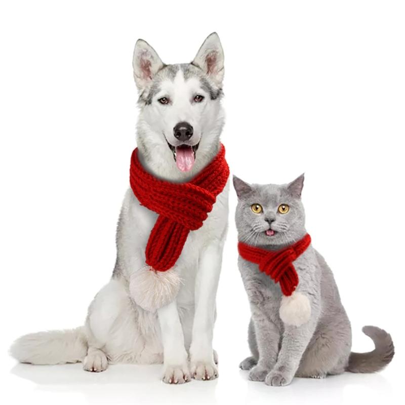 Pet Dog Scarf Christmas Knitted Scarf Creatively Winter Warm Pet Scarf Kitten Dog Scarf New Year Windproof Clothes