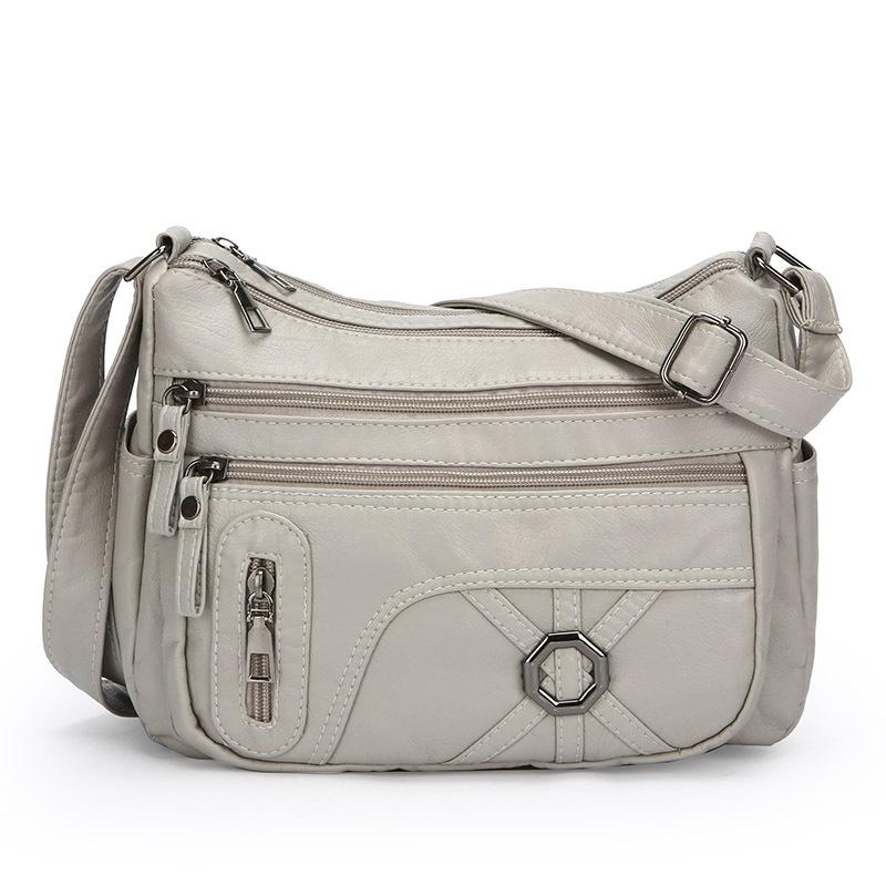 Вінтажна сумка через плече для жінок середнього віку, м'яка шкіряна багатошарова сумка через плече