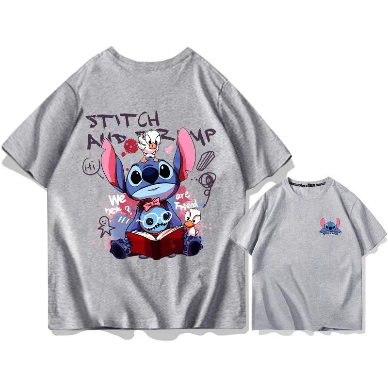 2026 New Fashion Anime Stitch Cartoon Anime Womens Crew Neck Loose Large Size Breathable Comfort Short Sleeve TShirt