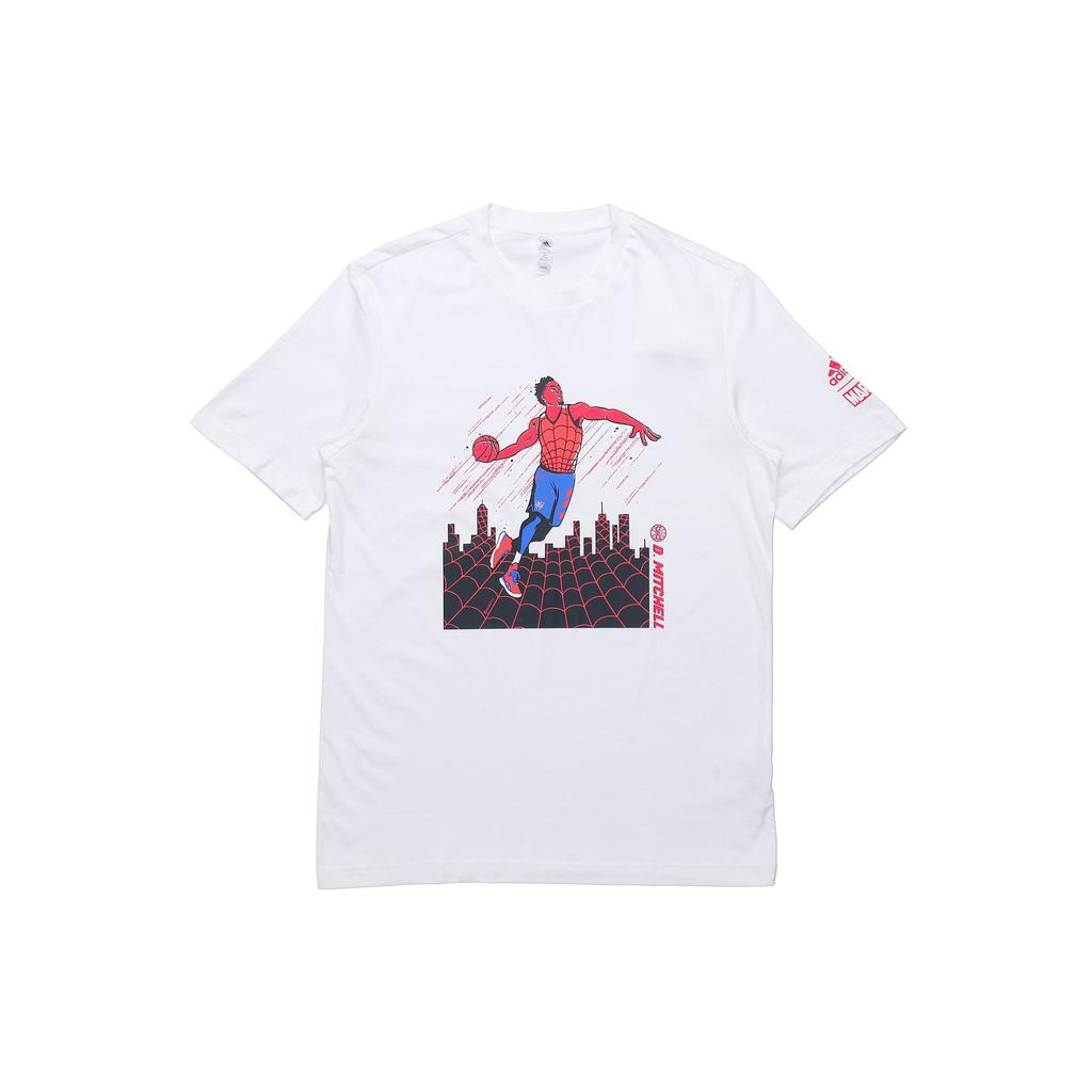 Adidas Marvel Spider-Man Print Basketball Sports Crew Neck Short Sleeve T-Shirt Men Tops White DX6983