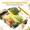 Extend Kitchen Sink Drain Basket, 2026 Upgrade Retractable Kitchen Sink, Adjustable Dish Drying Rack with Stainless Steel Drain Basket for Kitchen
