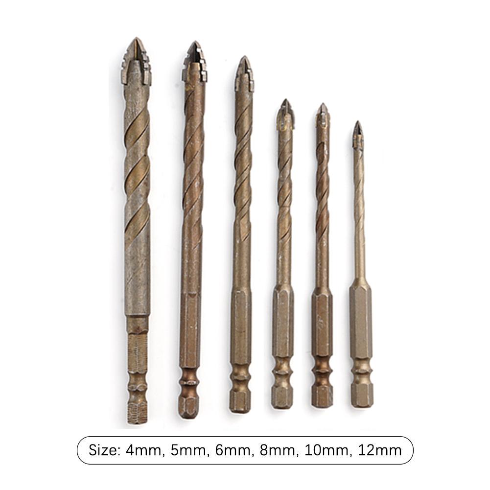 Masonry Concrete Drill Bits For Glass Ceramic Tile Brick Plastic Wood Mason Hard Alloy Wall Hole Opener Hex Shank