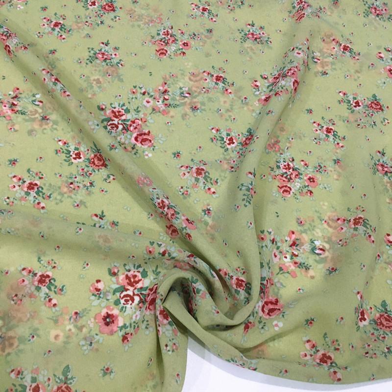 100x150cm Micro-transparent Floral Pearl Chiffon Fabric for Clothes Dress Shirt Diy Sewing Flower Printed Cloth Soft