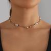 Creative Design Colored Crystal Stone Baroque Pearl Heart-shaped Beaded Choker Necklace for Women Charm Jewelry Accessories Gift