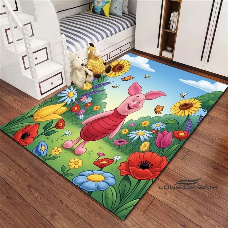 3D printed cartoon (piglet) pattern rugs, suitable for living room, bedroom, children's room, sofas, doormats, non-slip floor