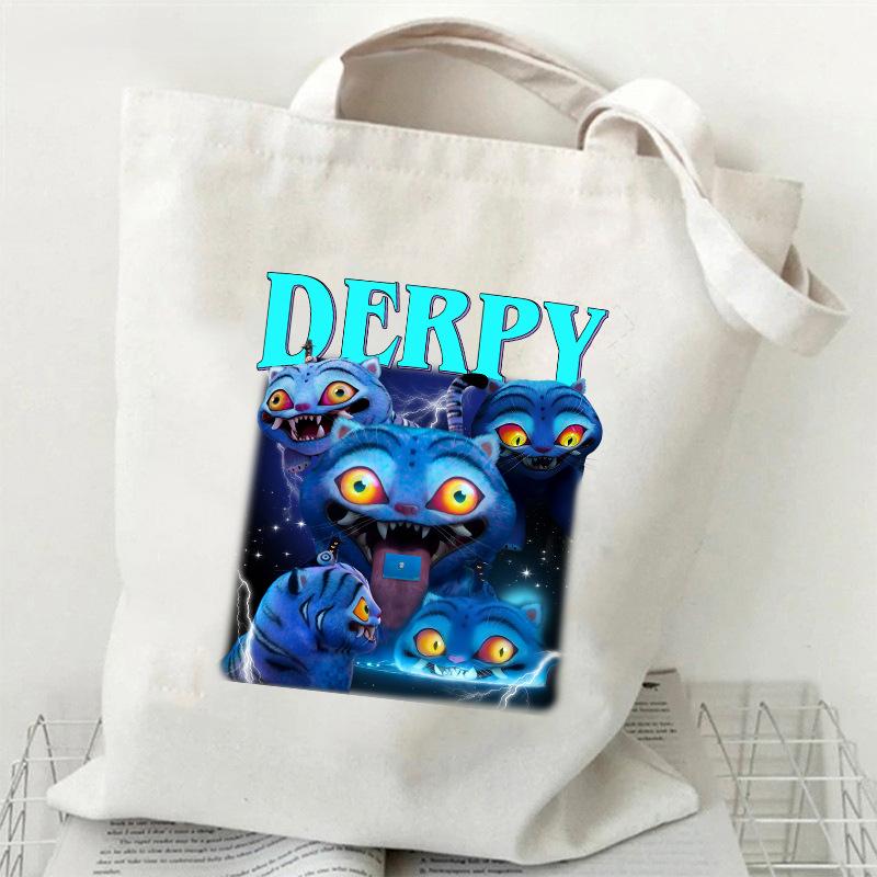 KPOP Dämonenjäger Tigerdruck Canvas Tasche Einzelner Schulterrucksack Student Tragbare Einkaufstasche