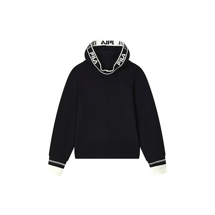 

FILA Fw22 Pattern Jacquard Casual Hoodie Sweater Women sweater Black F11W244408FBK L